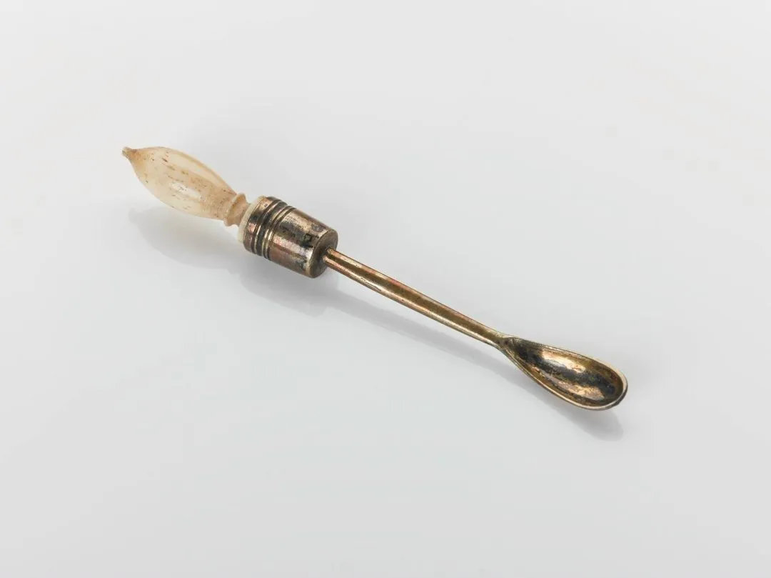 A snuff spoon with ivory.
