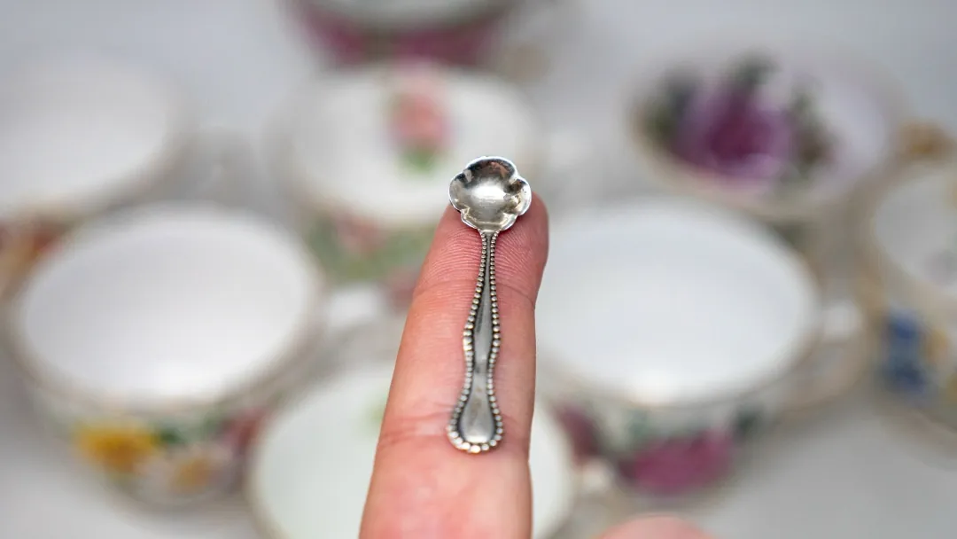 A silver spoon from a snuff box.