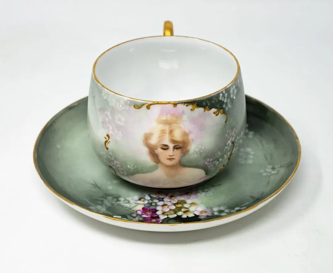 A portrait cup, MZ Austria — an extraordinary rarity nowadays; bought from me by a private collector in the USA. Collectors even know the name of the girl in the portrait.