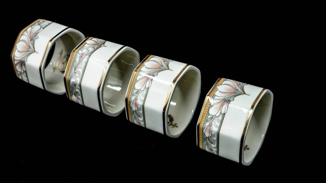 And these are the expensive Noritake rings. Clean and beautiful. Treated properly, they will outlive us all.
